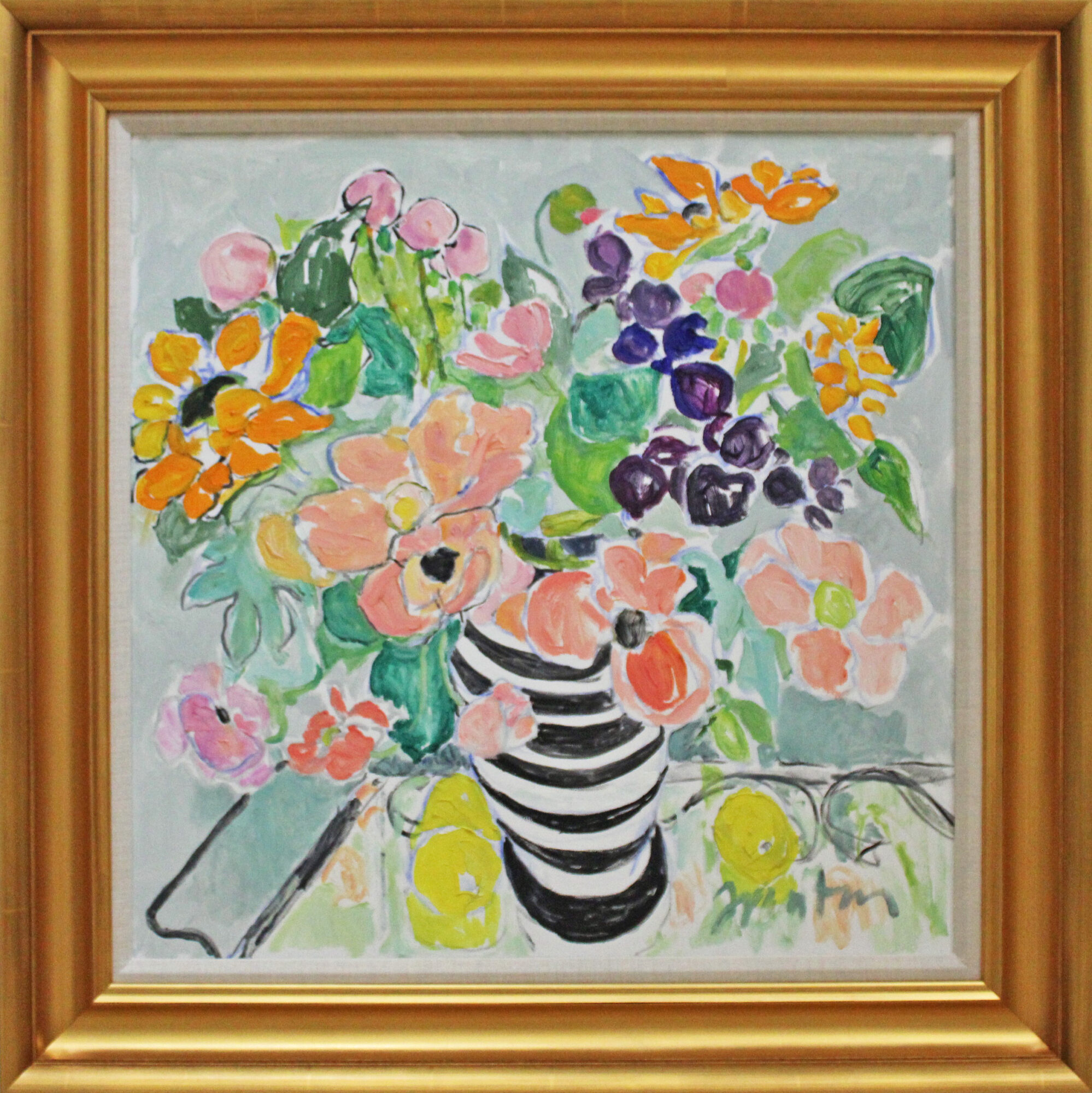 Summer Bouquet in Striped Vase